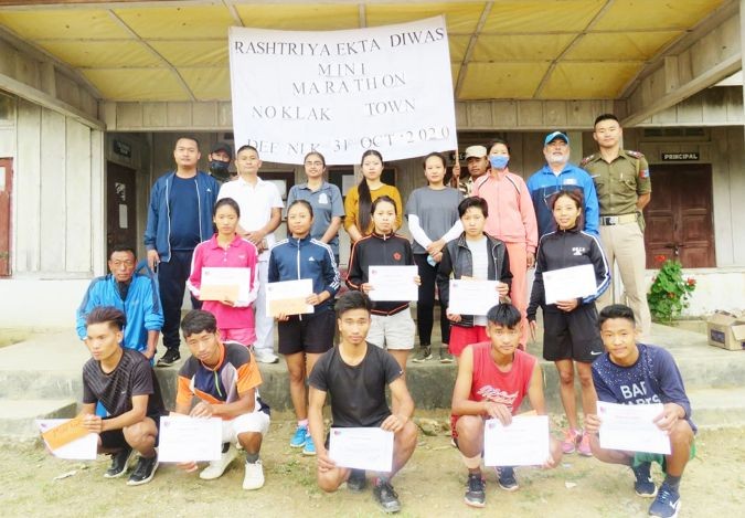 Winners of the nini-marathon race which was organised to mark the National unity Day in Noklak on October 31. (DIPR Photo)